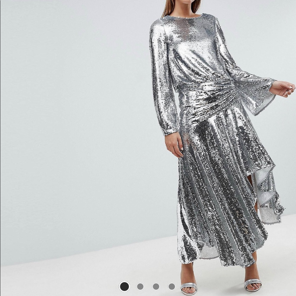 ASOS Drop waist all over sequin midi dress